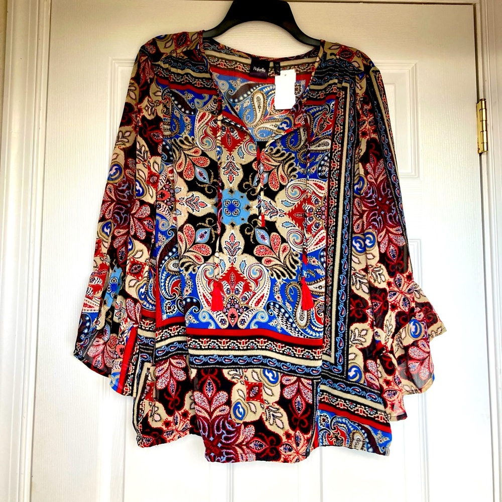 Rafaella Sheer Lined Floral Top - NWT